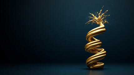 Obraz premium Liquid gold explodes from a swirling golden shape..