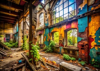Fototapeta premium Urban Exploration Retention Icon in Abandoned Spaces for SEO Growth