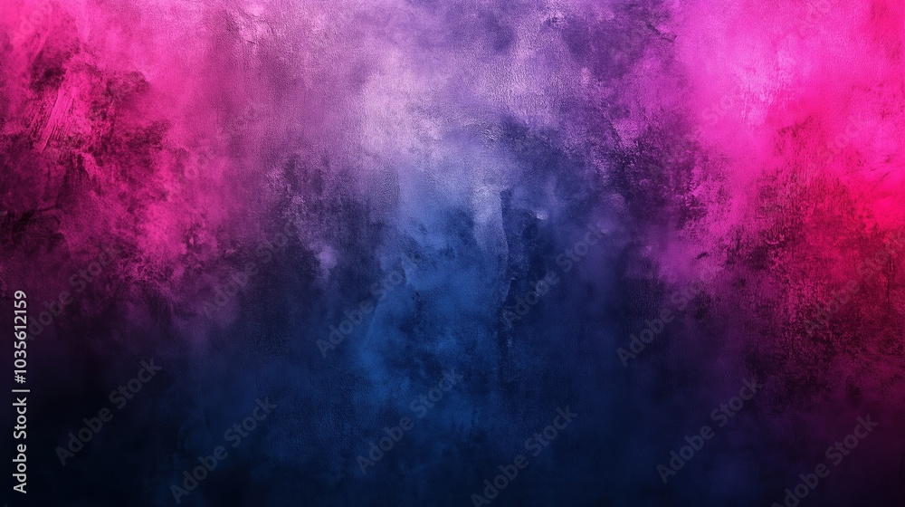 Poster abstract vibrant pink and purple colors with dark blue textured wall background. modern artistic des