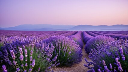 Obraz premium Immerse yourself in the calming effect of a lavender pastel purple aesthetic background, enhanced with delicate lavender flowers, offering a dreamy and tranquil visual experience