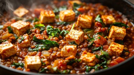 Vibrant Close-Up of High Protein Lentil Dish