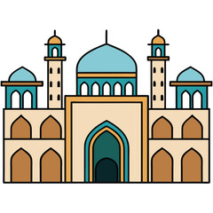 Islamic mosque building flat vector illustration