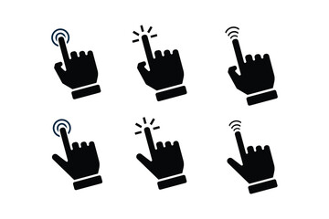 click icon set. Click button with hand cursor pointer clicking Vector illustration. simple design style. for nameplates, design materials. vector template design
