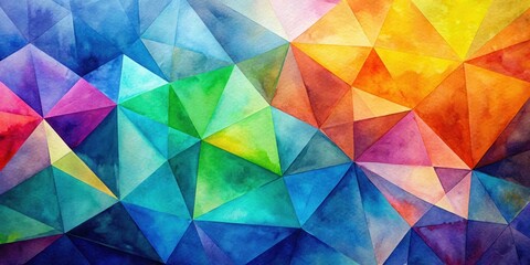 Obraz premium Abstract Watercolor Geometric Pattern of Intersecting Triangles in Vibrant Hues