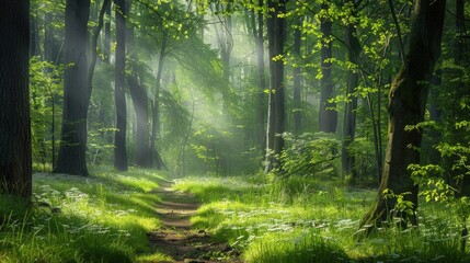 Fototapeta premium Sunbeams Through the Woods