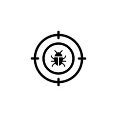 Malware bug target icon. Simple solid style. Network vulnerability, virus, malware, ransomware, fraud, spam, phishing, scam, hacker attack, IT security concept. Vector illustration isolated.