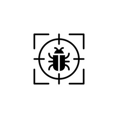 Malware bug target icon. Simple solid style. Network vulnerability, virus, malware, ransomware, fraud, spam, phishing, scam, hacker attack, IT security concept. Vector illustration isolated.