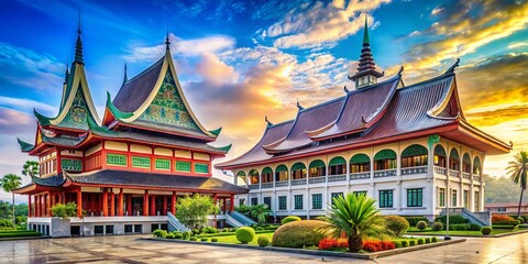 Naklejka premium Architectural Photography Celebrating Indonesian National Education Day with Ki Hajar Dewantara Illustration and