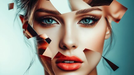 Artful Portrait with Fragments and Vibrant Colors