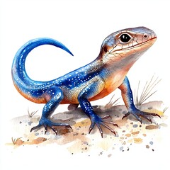 Naklejka premium Colorful Watercolor Lizard on White Background