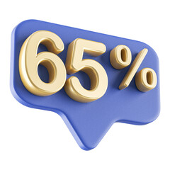 65 Percent Discount Blue Number 3D Badge 
