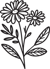 This is an illustration of flowers in a simple and modern line art style.