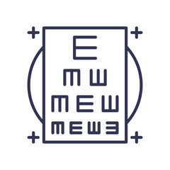 Eye chart illustration for vision testing, featuring letters in decreasing size.