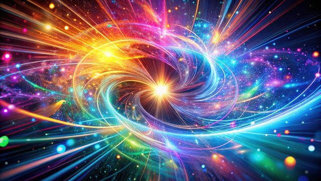 Abstract swirl of light, a cosmic dance of colors and energy, radiating light and brilliance