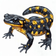 Obraz premium Isolated Watercolor Salamander on White Background