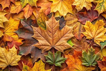Autumn maple leaf foliage and branch camouflage pattern hunting seamless texture aerial view
