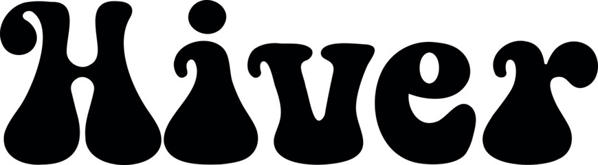 Hiver lettering design. Merry Christmas in France greeting holiday card.