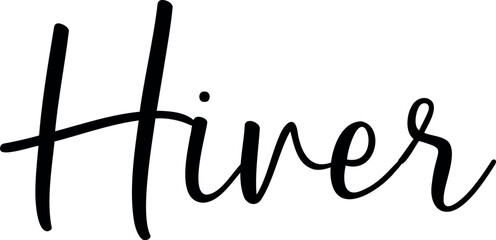 Hiver lettering design. Merry Christmas in France greeting holiday card.