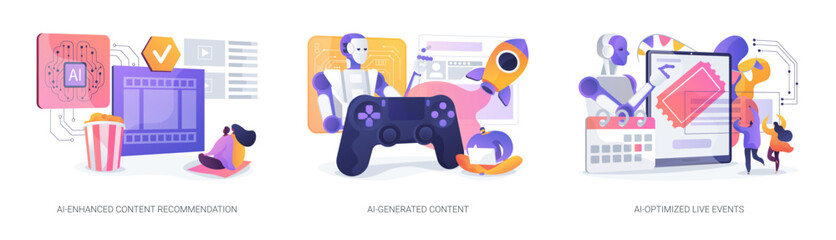 AI in Entertainment abstract concept vector illustrations.