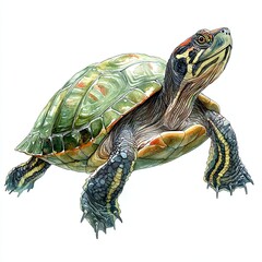 Obraz premium Watercolor Portrait of an Isolated Turtle on White Background