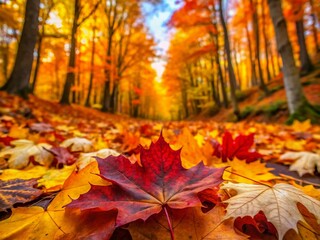 Autumn Nature Background with Colorful Leaves for Design and Decoration
