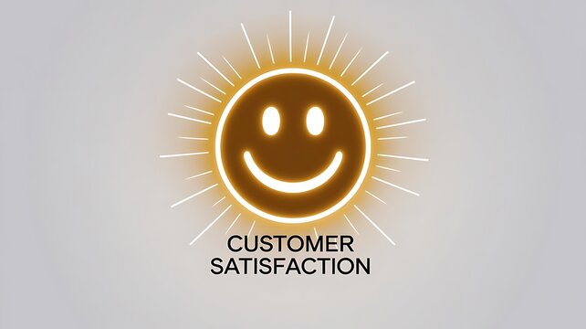 Golden Smiley: A bright and cheerful golden smiley face radiates with happiness, symbolizing customer satisfaction and positive emotions. The simple yet powerful graphic evokes feelings of joy.
