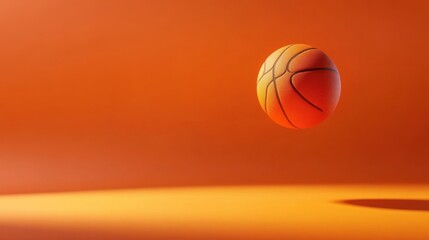 Obraz premium Basketball floating in the air against a vibrant orange background