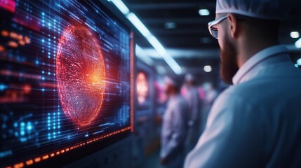 Naklejka premium Futuristic digital technology and data analytics concepts powering innovation business transformation and financial strategy Showcasing the interconnected nature of modern computing communication