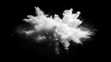 Grey Powder Explosion Against Black Background