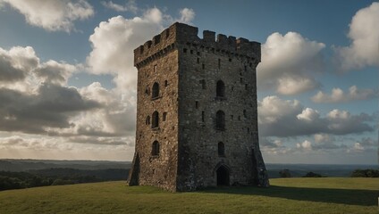 A picturesque archer tower standing in a tranquil meadow invites peace