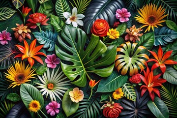 Black and White Botanical Elements - Grunge Brush Floral Stems and Leaves Drone Photography