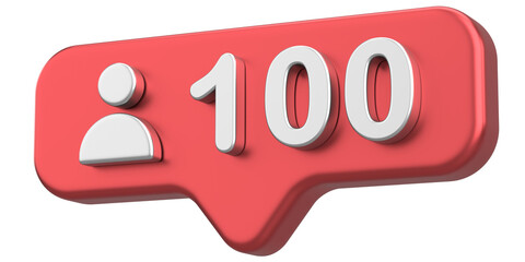 100 subscribers. One hundred subscribers. 3D illustration.