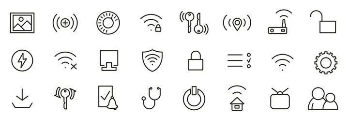Set of Wi-Fi router icons. Collection of symbols in trendy flat and isolated style.