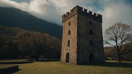 A serene archer tower beside a tranquil pond invites reflection