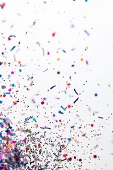 Vibrant confetti explosion against bright background celebrating joyful moments