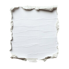 Obraz premium Crumpled sheet of white paper isolated on white background, perfect for textured paper design, crafting, and artistic backgrounds.