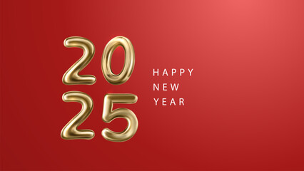 Happy New Year 2025 Shiny background with vector New Year 2025 text design. New year 2025 vector design with realistic 3D numbers.
