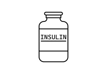 Icono negro de bote de insulina en fondo blanco