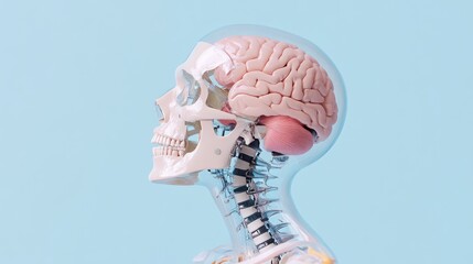 Anatomical Model of Human Skull and Brain Exposed
