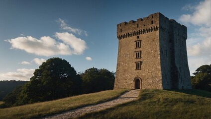 A stunning archer tower against the backdrop of a starry night enchants all