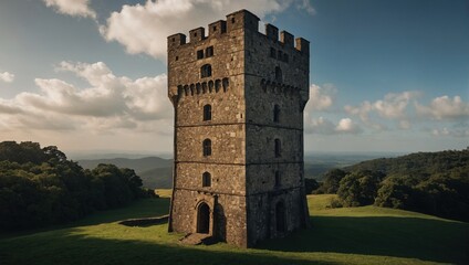 A stunning archer tower bathed in the soft glow of candlelight creates warmth and intimacy