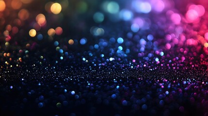 Colorful blurred lights creating rainbow effect on dark background