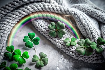 Boho Scandinavian Green Rainbows and Shamrocks for St. Patrick's Day Vector Design