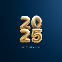 Happy New Year 2025 Shiny background with vector New Year 2025 text design. New year 2025 vector design with realistic 3D numbers.

