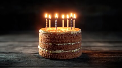 Festive Layered Birthday Cake with Glowing Candles