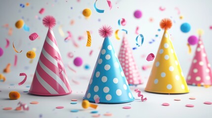 Festive Party Hats and Noisemakers in Colorful Display