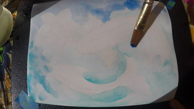 karps and lotus painting