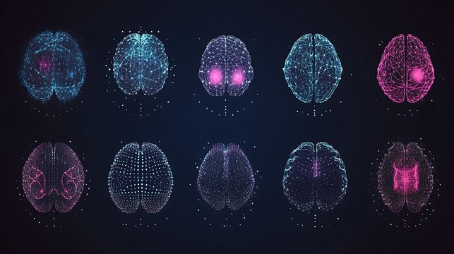 Brain Network Art with Colorful Visualization and Grid Layout