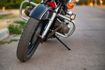 a stand for a motorbike in close-up.