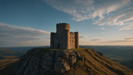 A stunning archer tower surrounded by vibrant gardens creates an enchanting atmosphere